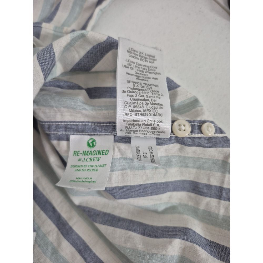 J Crew Shirt Mens 2XL Green Stripe Classic Secret‎ Wash Shirting Button Down - Picture 6 of 7